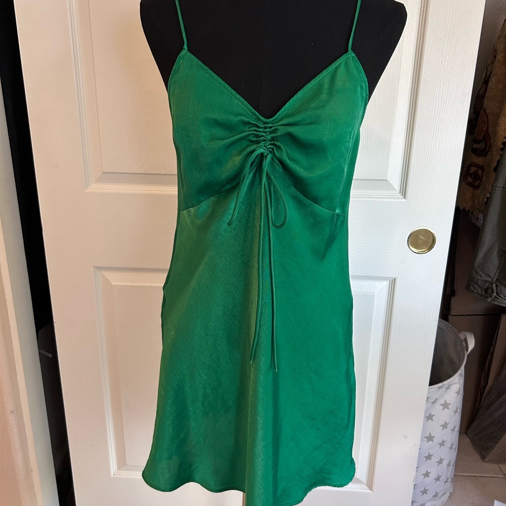 Zara Vibrant Green Spaghetti Strap Dress